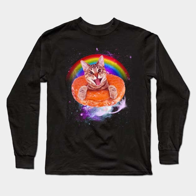 Space Cat Donut Long Sleeve T-Shirt by ultraelectrogalacticshop